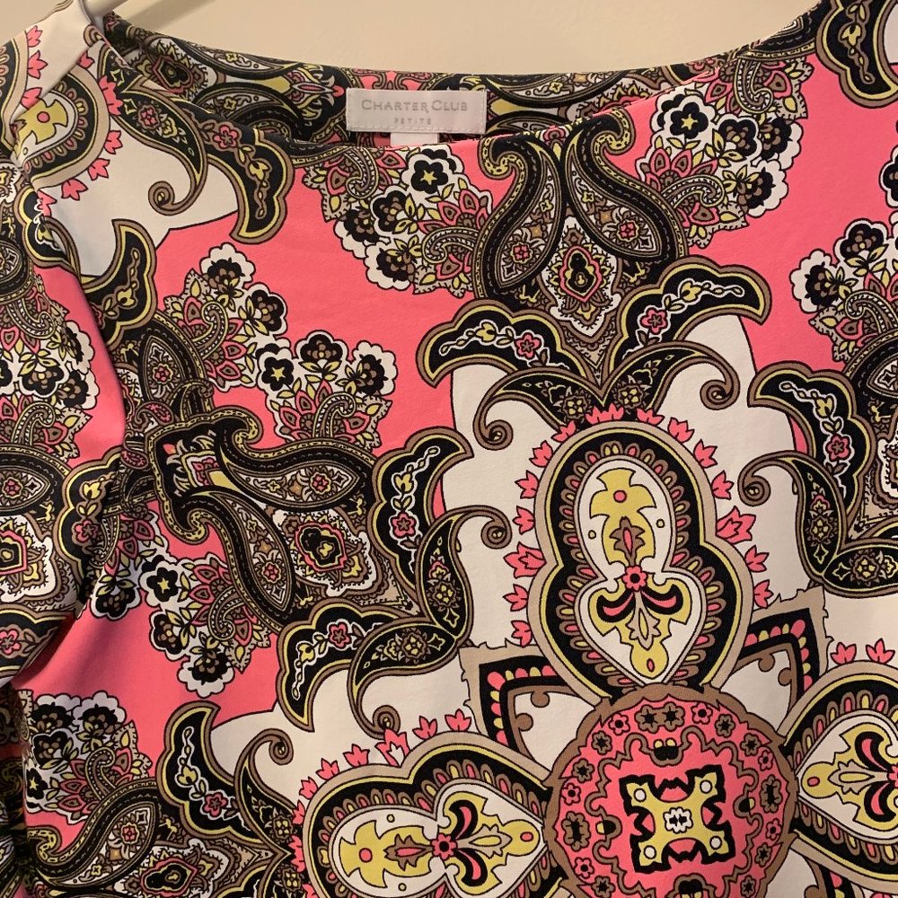 Charter Club 3/4 sleeve size pet/sm floral pattern - Picture 4 of 6